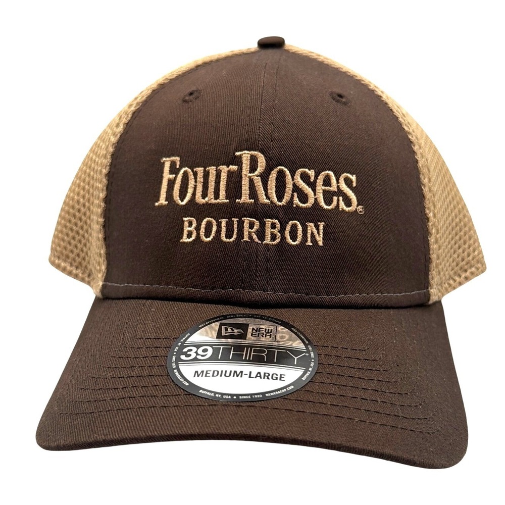 New Era Four Roses Bourbon Hat Mens M/L Brown Cotton Mesh Cap 39THIRTY
